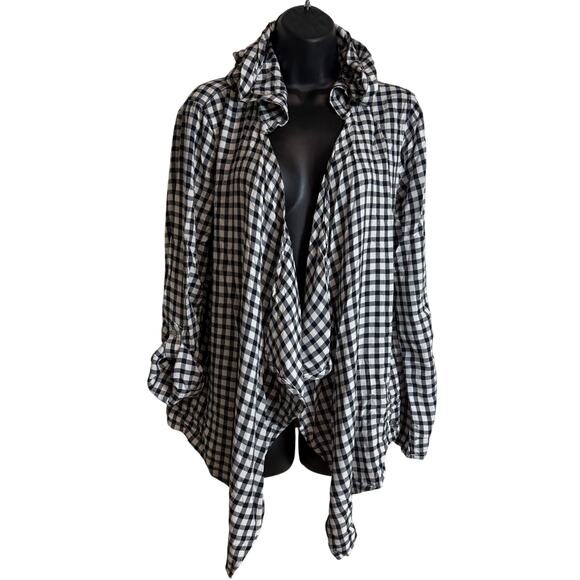 Roxy Women Jacket Hoodie Cardigan Sizee Large L Black White Plaid Roll Tab New - Picture 4 of 11